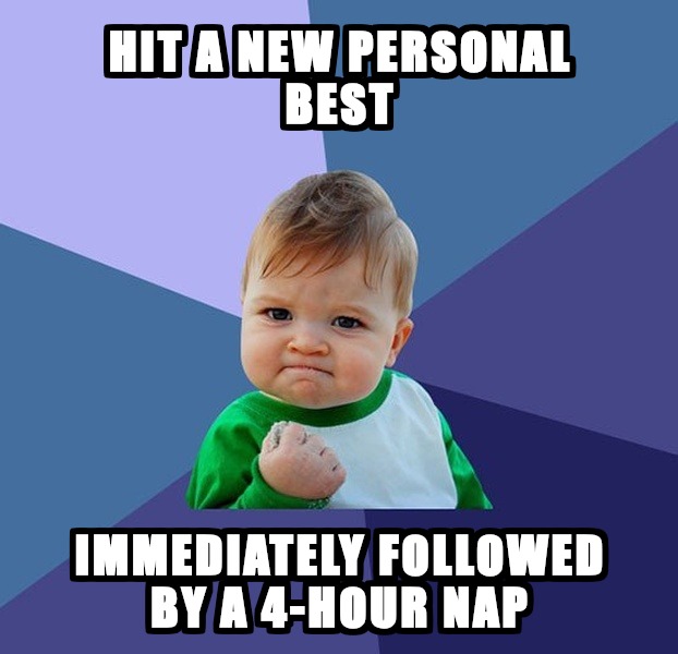 AI-generated meme: fitness app (Success Kid)